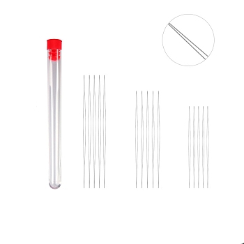 Stainless Steel Collapsible Big Eye Beading Needles, Seed Bead Needle, with Storage Tube, Red, 45~108x13mm, 16pcs/set