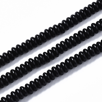 Natural Black Stone Beads Strands, Rondelle, 4~5x2mm, Hole: 0.8mm, about 185~187pcs/strand, 14.96~15.35 inch(38~39cm)