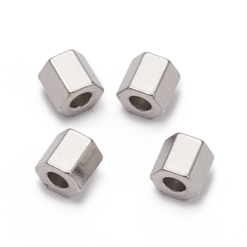 304 Stainless Steel Spacer Beads, Hexagon, Stainless Steel Color, 4.5x4.5x4mm, Hole: 1.8mm