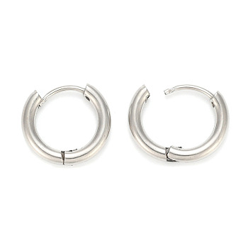 202 Stainless Steel Huggie Hoop Earrings, Hypoallergenic Earrings, with 316 Stainless Steel Pin, Thick Hoop Earrings, Ring, Stainless Steel Color, 10 Gauge, 14.5x14x2.5mm, Pin: 1mm