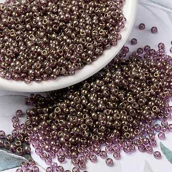 MIYUKI Round Rocailles Beads, Japanese Seed Beads, 8/0, (RR2448) Dark Topaz Rainbow Gold Luster, 3mm, Hole: 1mm, about 422~455pcs/10g