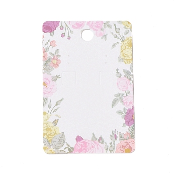 Rectangle Floral Paper Jewelry Display Cards with Hanging Hole, for Earring & Necklace Display, Orchid, 9x6x0.05cm, Hole: 1mm