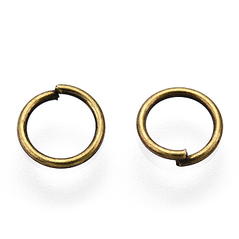 Iron Open Jump Rings, Nickel Free, Round Ring, Antique Bronze, 21 Gauge, 6x0.7mm, Inner Diameter: 4.5mm, about 20000pcs/1000g