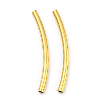304 Stainless Steel Tube Beads, Curved Tube, Golden, 40x3mm, Hole: 2.5mm