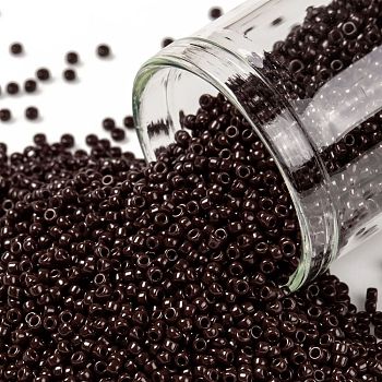 TOHO Round Seed Beads, Japanese Seed Beads, (46) Opaque Oxblood, 15/0, 1.5mm, Hole: 0.7mm, about 15000pcs/50g