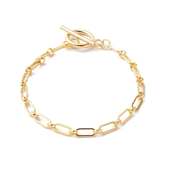 Brass Figaro Chains Bracelets, Long-Lasting Plated, Golden, 7-1/2 inch(19cm)