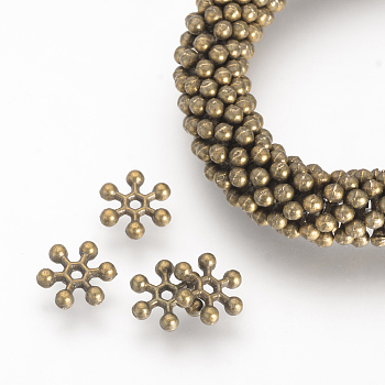 Brass Spacer Beads, Flower, Antique Bronze, 8x2mm, Hole: 1mm