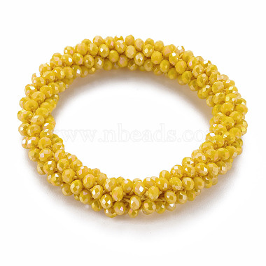 AB Color Plated Faceted Opaque Glass Beads Stretch Bracelets(BJEW-S144-003D-05)-2