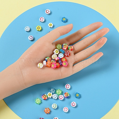 120Pcs 4 Style Smiling Face Beads for DIY Jewelry Making Finding Kits(DIY-YW0005-10)-8