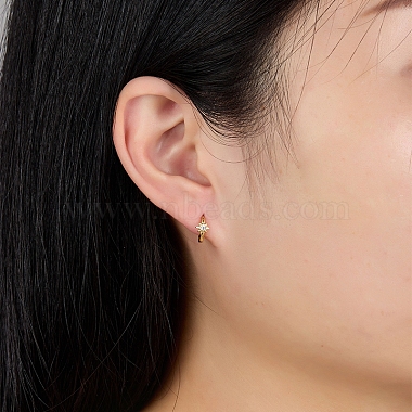 Cubic Zirconia Star Hoop Earrings for Women(EJEW-F317-28G)-2