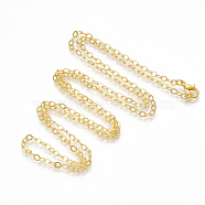 Brass Cable Chain Necklace Making, with Lobster Claw Clasps, Golden, 32 inch(81.5cm)(MAK-T006-05G)