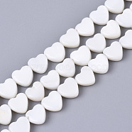 Natural Freshwater Shell Beads Strands, Top Drilled Beads, Heart, Creamy White, 6~7x5.5~7x2.5mm, Hole: 0.7mm, about 62pcs/strand, 14.57 inch(37cm)(SHEL-N027-01)