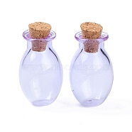 Oval Glass Cork Bottles Ornament, Glass Empty Wishing Bottles, DIY Vials for Pendant Decorations, Lilac, 15.5x26~30mm(AJEW-O032-03H)
