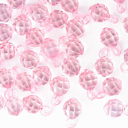 Transparent Acrylic Pendants, Faceted, Round, Pink, 18x11x11mm, Hole: 4mm(MACR-S373-125-B01)