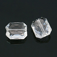 Faceted Rectangle Transparent Clear Acrylic Beads, for Name Bracelets & Jewelry Making, 10x12x6mm, Hole: 1mm(X-TACR-524-01)