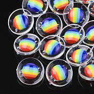Acrylic Shank Buttons, with Resin, Flat Round, Colorful, 20x8.5mm, Hole: 2mm(X-BUTT-S024-10)