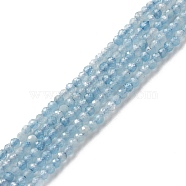 Natural Devil Blue Aquamarine Beads Strands, Faceted, Round, 2mm, Hole: 0.6mm, about 165pcs/strand, 15.55 inch(39.5cm)(G-G989-A03)