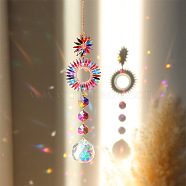 K9 Glass Big Pendant Decorations, Hanging Sun Catchers, Crystal Ball Prism Rainbow Maker for Ceiling Chandelier, Window, Garden, Sun, 370~420mm(PW-WG81003-02)