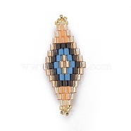 MIYUKI & TOHO Handmade Japanese Seed Beads Links, Loom Pattern, Rhombus, Colorful, 31.4~33x12.7~13.4x1.6~1.7mm, Hole: 1~1.4mm(SEED-E004-F40)