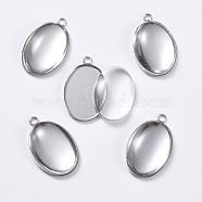 DIY Pendant Making, with 304 Stainless Steel Pendant Cabochon Settings and Transparent Oval Glass Cabochon, Stainless Steel Color, Cabochon Setting: 22x14mm, Glass: 18x13x4~5mm(DIY-X0293-22P)