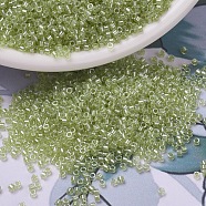 MIYUKI Delica Beads, Cylinder, Japanese Seed Beads, 11/0, (DB0903) Sparkling Celery Lined Crystal, 1.3x1.6mm, Hole: 0.8mm, about 2000pcs/10g(X-SEED-J020-DB0903)