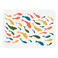 Large Plastic Reusable Drawing Painting Stencils Templates, for Painting on Scrapbook Fabric Tiles Floor Furniture Wood, Rectangle, Fish Pattern, 297x210mm(DIY-WH0202-514)