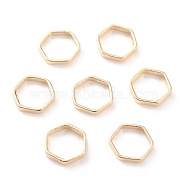 Brass Linking Rings, Long-Lasting Plated, Hexagon, Real 24K Gold Plated, 7x6x1mm, Inner Diameter: 5x5mm(KK-Y003-05C-G)