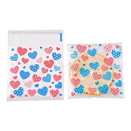 Rectangle Plastic Cellophane Bags, for Bake Packaging, Heart Pattern, Colorful, 13x10cm, Unilateral Thickness: 0.035mm, Inner Measure: 10x10cm, about 96~100pcs/bag(OPC-F004-06)