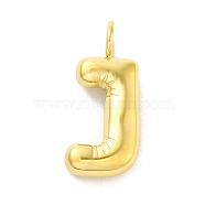 304 Stainless Steel Pendants, Real 14K Gold Plated, Letter Charm, Letter J, 24x11x5mm, Hole: 4mm(STAS-K263-47G-J)