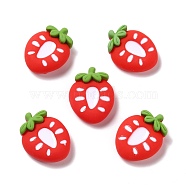 Opaque Resin Cabochons, DIY Accessories, Phone Case Decoration, Strawberry, Red, 24.5x19x8mm(CRES-M010-13)