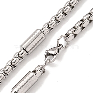 304 Stainless Steel Box Chain Necklaces, Stainless Steel Color, 19.65x0.20 inch(49.9x0.5cm)(NJEW-R266-09C-P)