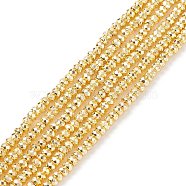 Electroplate Non-magnetic Synthetic Hematite Beads Strands, Grade AA, Long-Lasting Plated, Faceted, Rondelle, Golden Plated, 3x2mm, Hole: 0.8mm, about 182pcs/strand, 15.7 inch(40cm)(G-L485-06A-G)