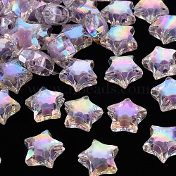 Transparent Acrylic Beads, Bead in Bead, AB Color, Faceted, Star, Lilac, 14x15x8.5mm, Hole: 2mm, about 518pcs/500g(X-TACR-S152-02D-SS2114)