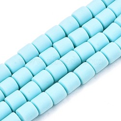 Handmade Polymer Clay Beads Strands, for DIY Jewelry Crafts Supplies, Flat Round, Pale Turquoise, 6.5x6mm, Hole: 1.2mm, about 61pcs/strand, 15.75 inch(40cm)(CLAY-ZX006-01-72)