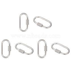 6Pcs 304 Stainless Steel Screw Carabiner Lock Charms, for Necklaces Making, Oval, Stainless Steel Color, 26x14x4mm, Screw: 8x4mm(STAS-UN0045-32)