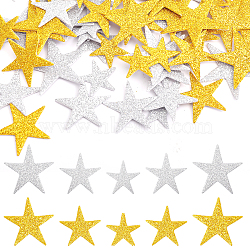 4 Sets 2 Colors Christmas Theme EVA Foam Stickers, Glitter Powder Star Adhesive Decals for Kid Arts Craft, Mixed Color, 28~45x27.5~50x2mm, 50pcs/set, 2 sets/color(STIC-GL0001-03)
