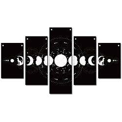 Cloth Painting Hanging Wall Decorations, for Home Decoration, Rectangle, Moon Pattern, 40x25cm, 5style/set(HJEW-WH0180-011)