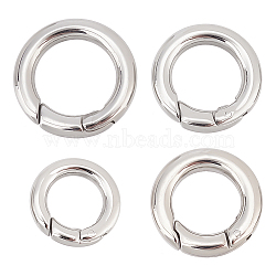 Ring Smooth 304 Stainless Steel Spring Gate Rings, O Rings, Snap Clasps, Stainless Steel Color, 4pcs/box(STAS-UN0007-24P)