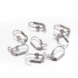 304 Stainless Steel Leverback Earring Findings, with Loop, Stainless Steel Color, 19x11mm, Hole: 2mm(STAS-Q020-1)