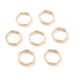 Brass Linking Rings, Long-Lasting Plated, Hexagon, Real 24K Gold Plated, 7x6x1mm, Inner Diameter: 5x5mm(KK-Y003-05C-G)