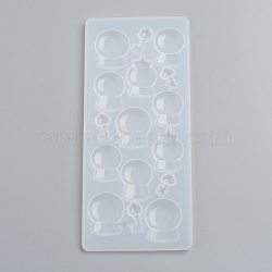 Silicone Molds, Resin Casting Molds, For UV Resin, Epoxy Resin Jewelry Making, Crystal Ball, White, 175x75x5mm, Inner Size: 16~29x9~24mm(DIY-G017-B11)