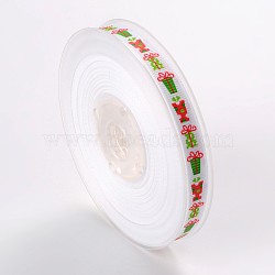 Christmas Theme Polyester Ribbons, White, 3/8 inch(9mm), about 100yards/roll(91.44m/roll)(SRIB-L031-009-08)