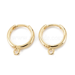 Brass Huggie Hoop Earrings Finding, with Loop, Ring, Real 18K Gold Plated, 12 Gauge(2mm), 16.5x13.5x2mm, Hole: 1.5mm, Pin: 1mm(KK-D063-05G)