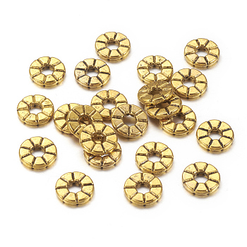 Tibetan Style Alloy Spacer Beads, Cadmium Free & Lead Free, Plum Blossom, Antique Golden Color, 8x1.5mm, Hole: 3mm