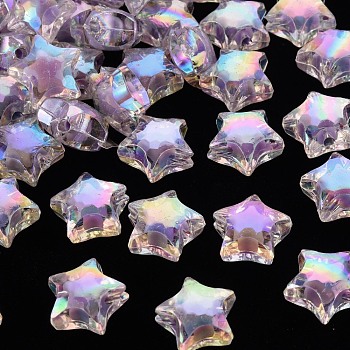 Transparent Acrylic Beads, Bead in Bead, AB Color, Faceted, Star, Lilac, 14x15x8.5mm, Hole: 2mm, about 518pcs/500g
