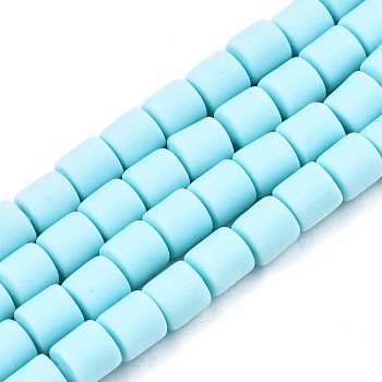 Handmade Polymer Clay Beads Strands, for DIY Jewelry Crafts Supplies, Flat Round, Pale Turquoise, 6.5x6mm, Hole: 1.2mm, about 61pcs/strand, 15.75 inch(40cm)