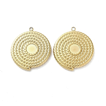Ion Plating(IP) 304 Stainless Steel Pendant Canbochon Srttings, Real 18K Gold Plated, Flat Round, 23x20x3mm, Hole: 1.8mm