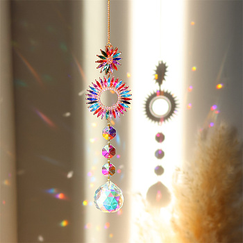 K9 Glass Big Pendant Decorations, Hanging Sun Catchers, Crystal Ball Prism Rainbow Maker for Ceiling Chandelier, Window, Garden, Sun, 370~420mm