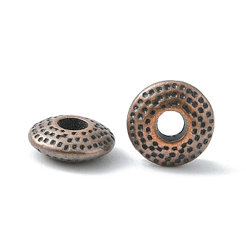 Tibetan Style Alloy Spacer Beads, Lead Free & Cadmium Free, Flat Round, Red Copper, 8x3mm, Hole: 2.5mm