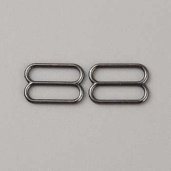 Alloy Underwear Strap Adjustment Buckles, Bra Slider Hoop, Number 8-shape, Gunmetal, 9.5x14x1mm, Inner Diameter: 12x3mm